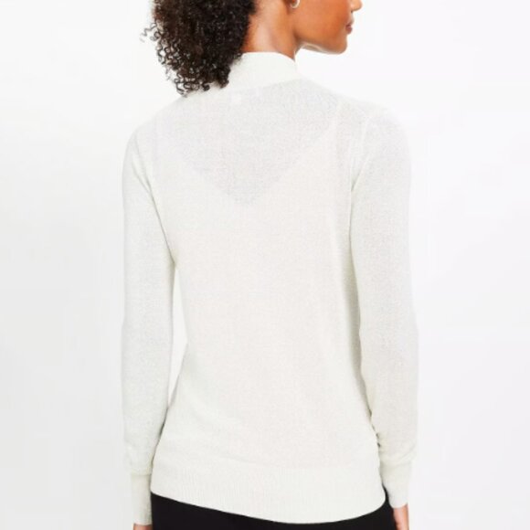 ANN TAYLOR LOFT SHIMMER MOCK NECK SWEATER SEMI SHEER POPCORN NWT M - Picture 6 of 13